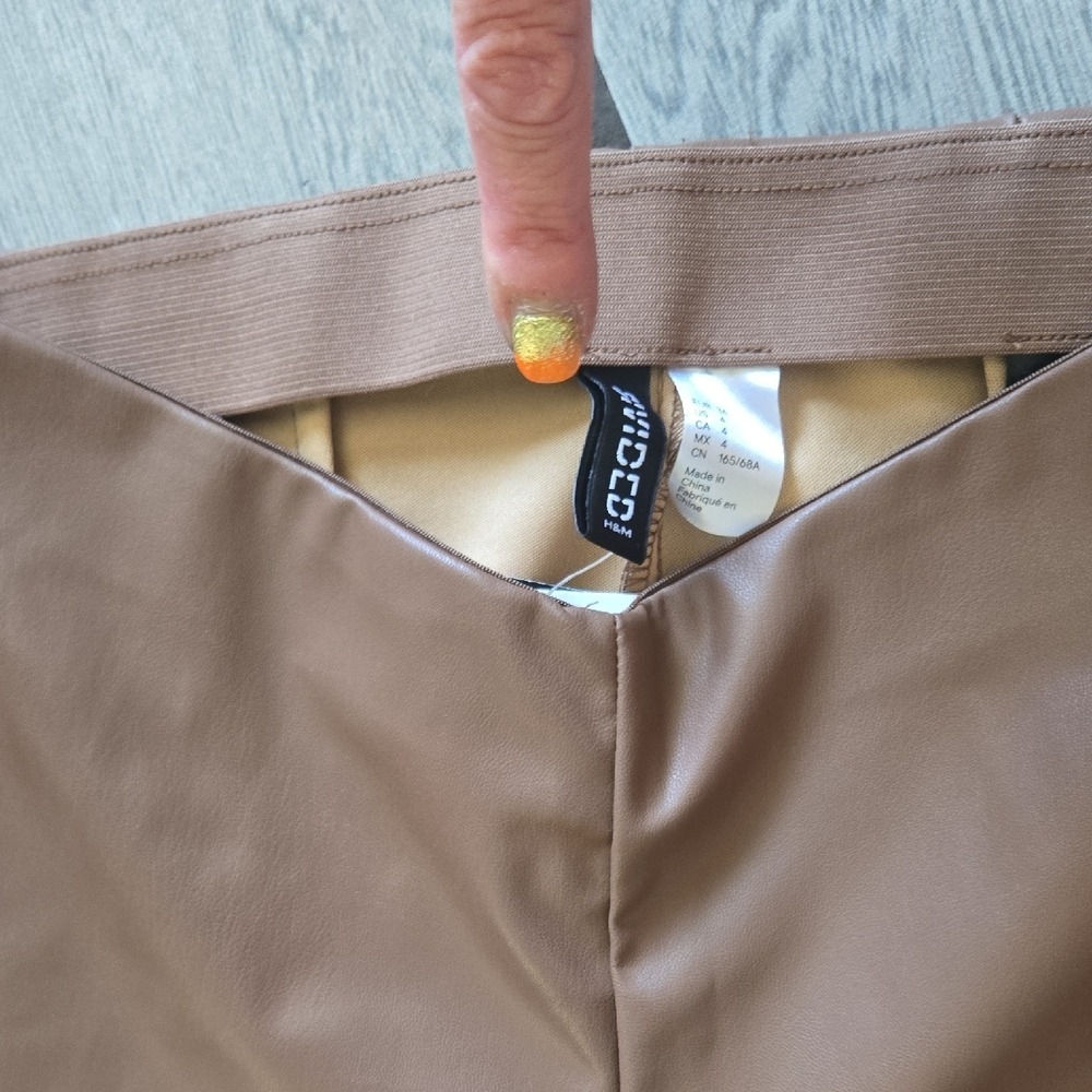 H&M Divided Faux Leather Flare Pants – Brown, Size 4 - Picture 11 of 11